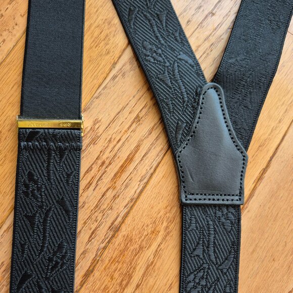 L'Aiglon France Elastic Black Floral Garden Embossed suspenders CAS Germany - Picture 10 of 15